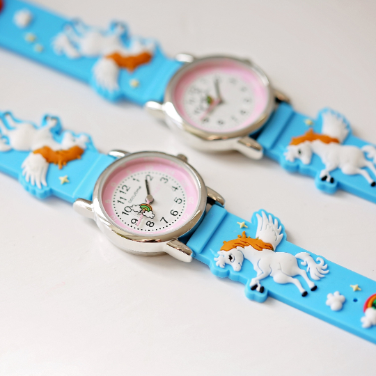 Engraved Kids 3D Unicorn Watch - Light Blue